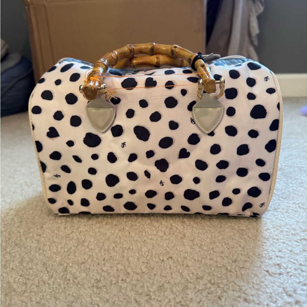 Lesportsac Black and Cream Boston Bag Satchel with Playful Polka Dots